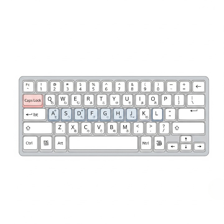 A keyboard diagram illustrating a custom navigation layer, where the I, J, K, and L keys double as arrow keys when a layer key like Caps Lock is held.